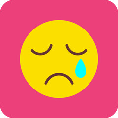 Crying Multicolor Round Corner Flat Icon