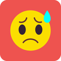 Worried Multicolor Round Corner Flat Icon