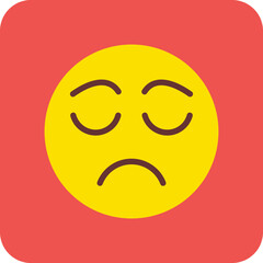 Sad Multicolor Round Corner Flat Icon