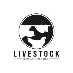 Livestock logo design. Farm animal logo template. Vector illustration concept