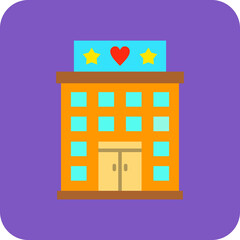 Hotel Multicolor Round Corner Flat Icon