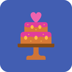 Wedding Cake Multicolor Round Corner Flat Icon