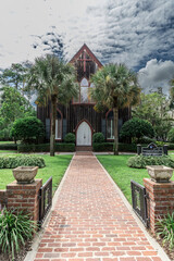 The historic Church of the Cross in Bluffton, South Carolina during the day