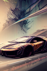 abstract car ethereal background - obrazy, fototapety, plakaty