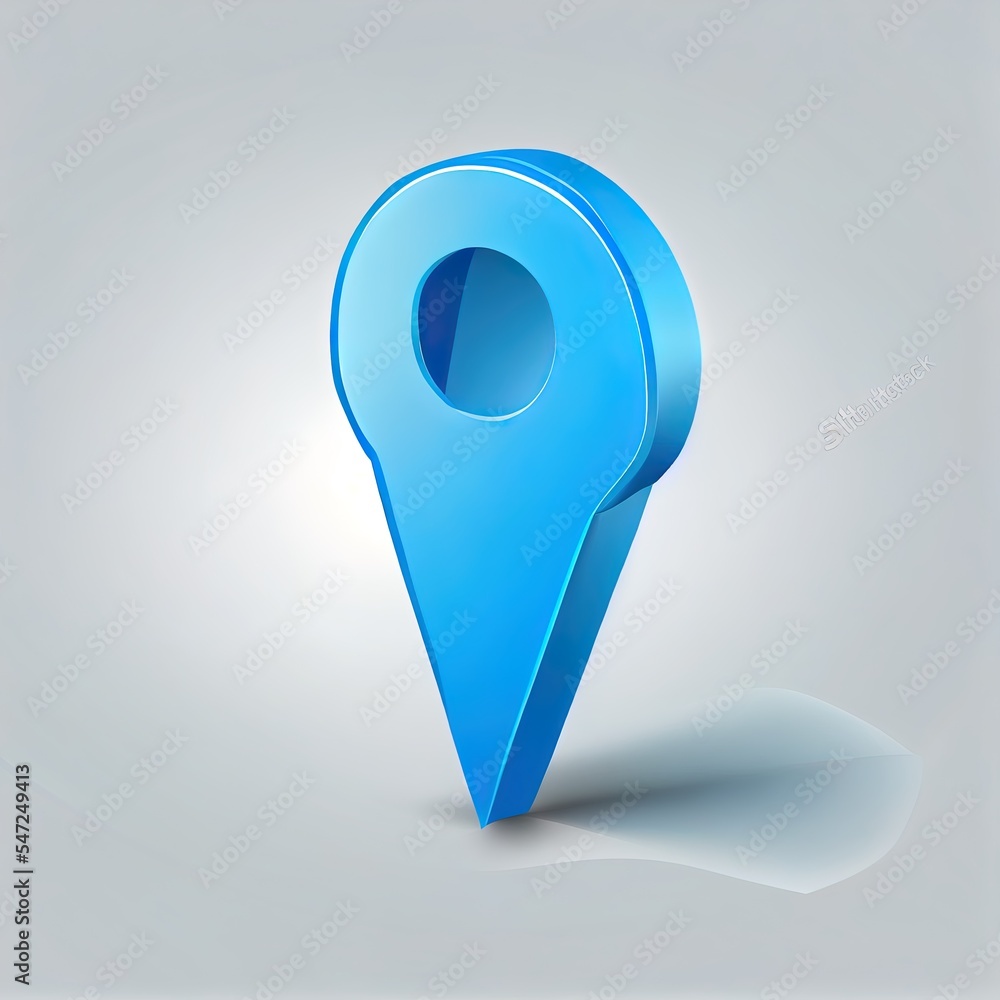 Poster realistic and stylish 3d pointer of map. blue map marker icon in 2d illustrated.