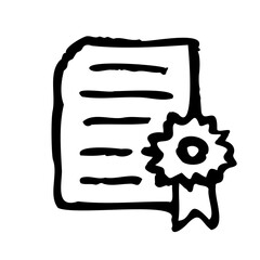 Vector quality certificate icon. Achievement, award, grant, diploma concepts. Checklist, tasks icon. Signed approved document. Project completed. Modern simple doodle line sign, pictogram
