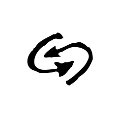 Double reverse circular swap arrow icon. Hand drawn doodle two arrow spin symbol. Doodle illustration for Design, Presentation, Website or Mobile Apps Elements, Logo. Arrow symbol for recycle, refresh