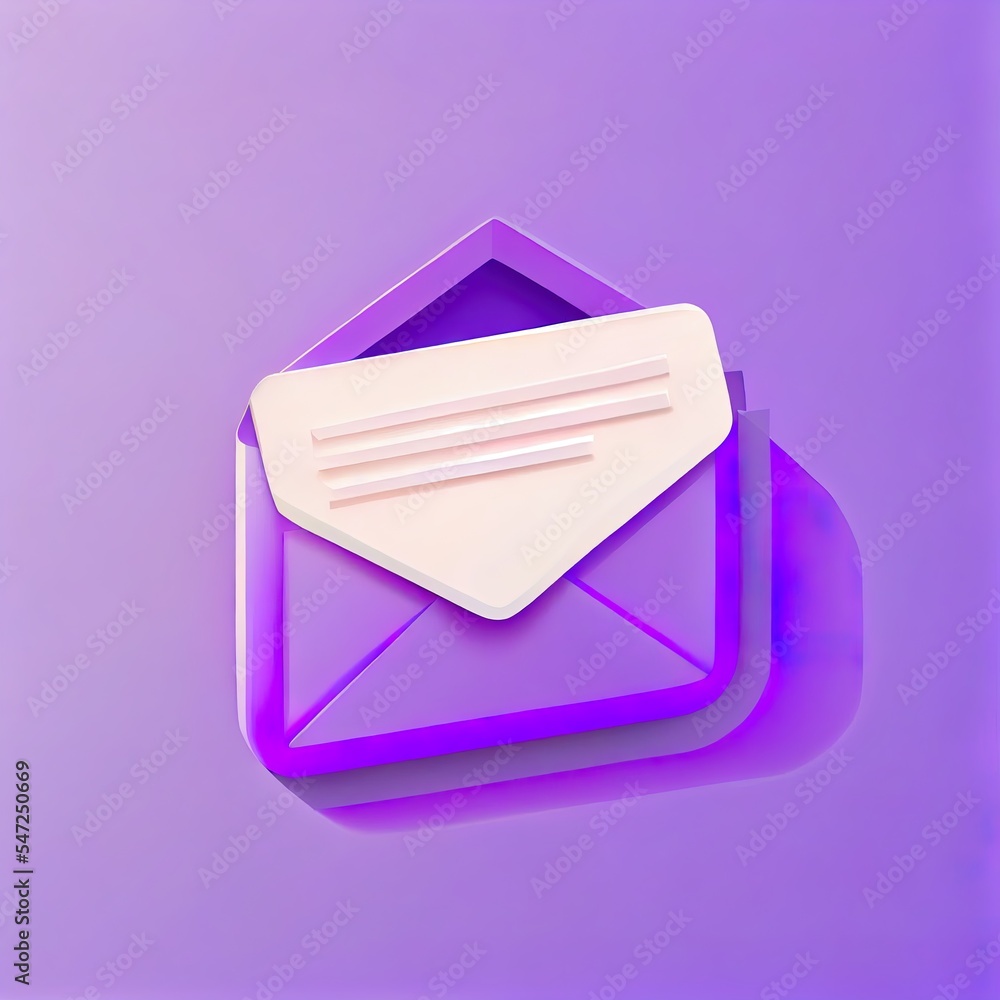 Aufkleber 3d mail envelope icon with notification new message on purple background. minimal email letter with 