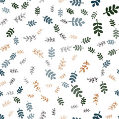 Dark Green, Red vector seamless natural pattern with leaves, branches.