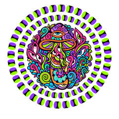 Psychedelic Magic Mushrooms. Vector illustration.