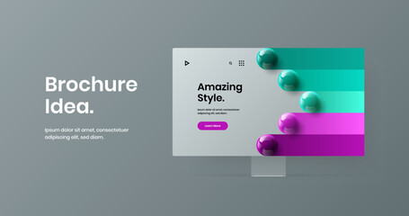 Clean computer display mockup presentation illustration. Minimalistic web banner design vector layout.