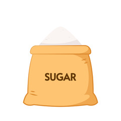 Sugar in burlap sack. Vector illustration. Sugar sack icon vector.