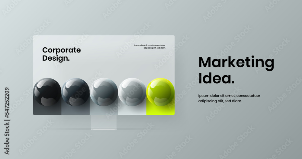 Wall mural abstract computer monitor mockup landing page illustration. unique web project vector design concept