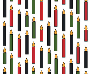 Simple minimalist outline lineal color icon of Kwanzaa seven candles - Mishumaa Sabaa. Vector illustration isolated on white background.