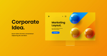 Modern display mockup landing page template. Simple banner vector design illustration.