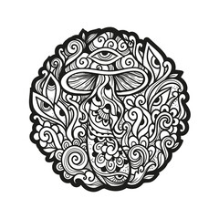 Psychedelic Magic Mushrooms. Vector illustration.