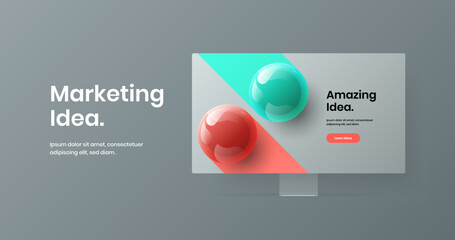 Creative site screen design vector illustration. Unique desktop mockup web project layout.