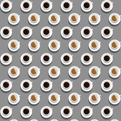 Pattern with cups of coffee