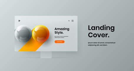 Bright banner vector design template. Simple desktop mockup site illustration.