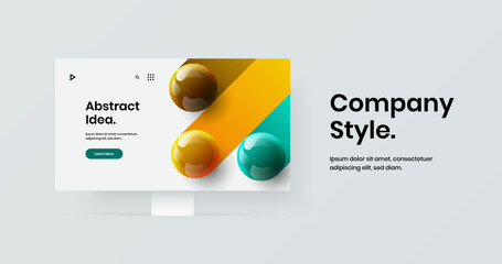 Unique computer display mockup web project layout. Amazing site vector design concept.