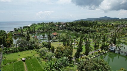 Bali, Indonesia - November 15, 2022: The Water Garden of Tirta Gangga