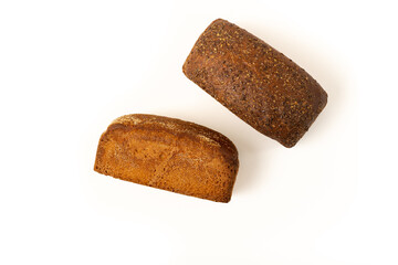 Bread on a white background. Loaf of bread.