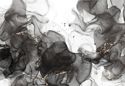 fond noir et gris et &eacute;l&eacute;gant encre alcool or fonc&eacute;