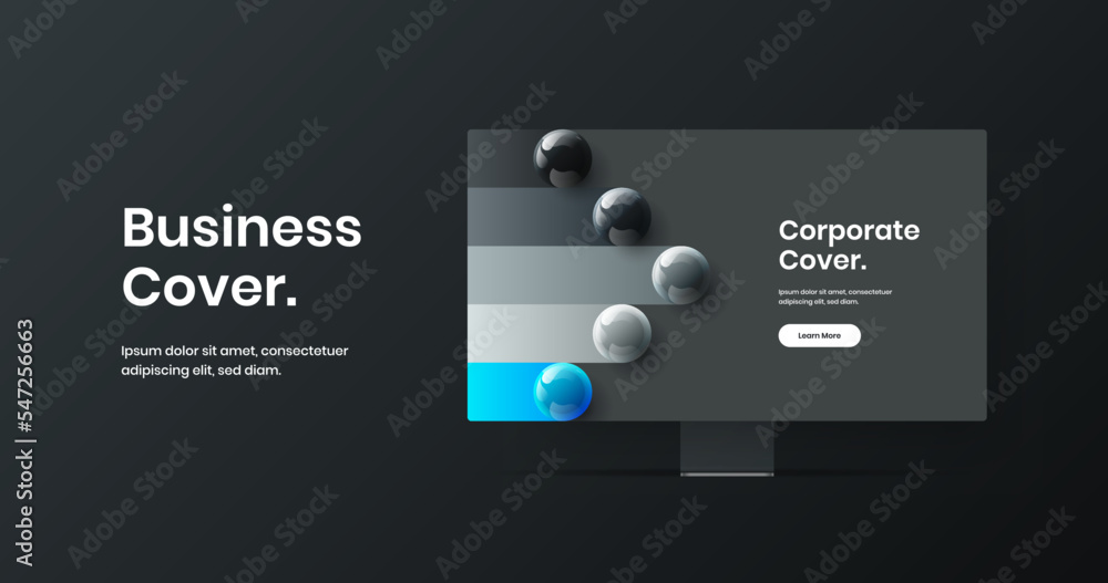 Wall mural abstract computer monitor mockup landing page illustration. unique website design vector template.