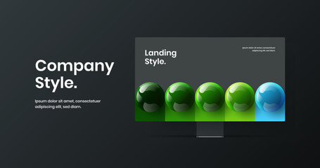 Bright desktop mockup banner illustration. Creative site screen design vector concept.