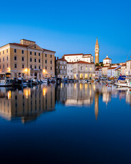 Fototapeta na wymiar Reflection of Piran, Istria, Slovenia