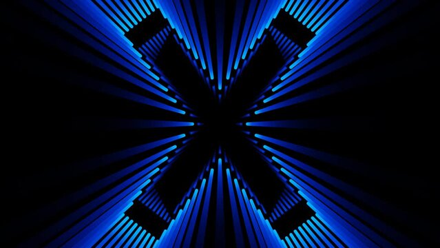 Blue gradient neon glowing lines letter x with reflections
