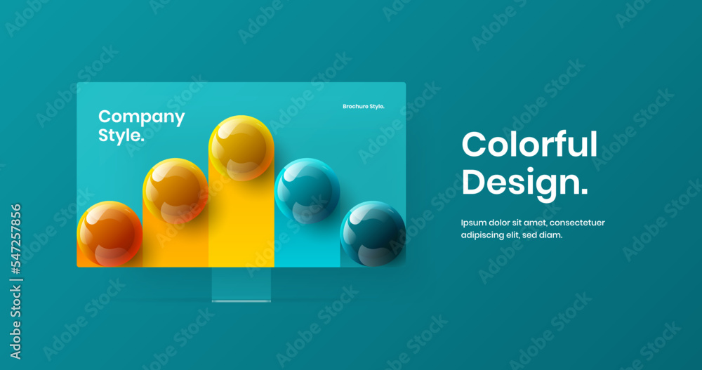Wall mural vivid website vector design layout. unique computer display mockup landing page concept.