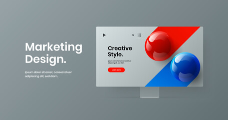 Simple monitor mockup site illustration. Premium website vector design concept.