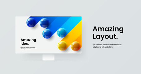 Clean display mockup site screen illustration. Colorful web project design vector layout.