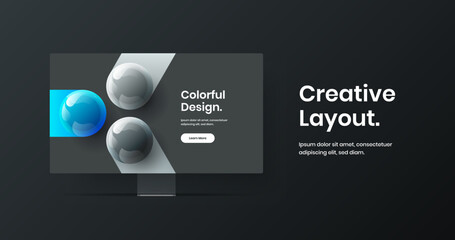 Vivid site screen vector design template. Minimalistic computer display mockup banner illustration.