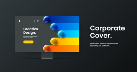 Minimalistic monitor mockup website screen layout. Bright banner vector design illustration.