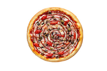 Barbecue pizza on a white background isolated