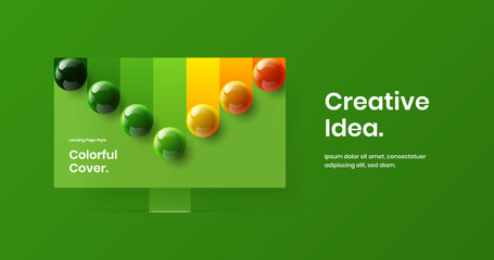 Colorful computer display mockup site screen concept. Clean web banner vector design template.