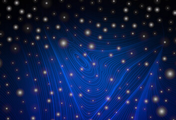 Obraz premium Dark BLUE vector background with spots, curve lines.