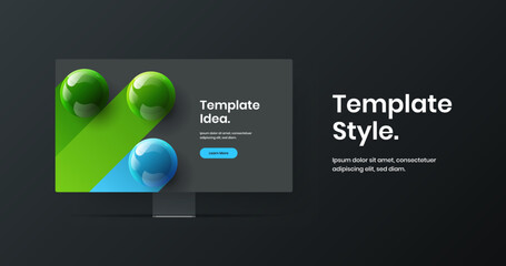 Original desktop mockup site template. Unique web banner design vector concept.