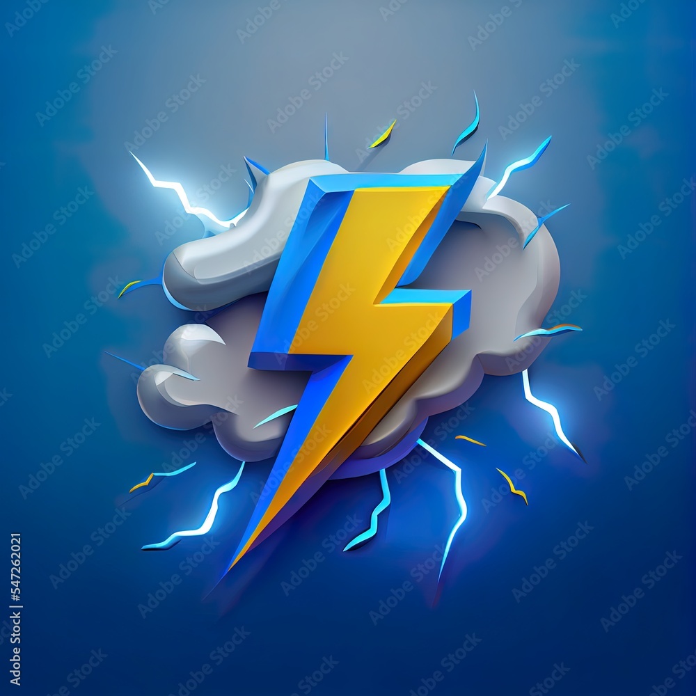 Poster thunder symbol in 3d rendering.
