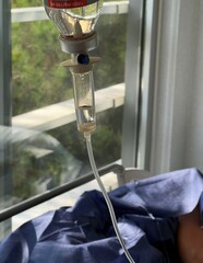 Fluid intravenous drop saline drip for patient in hospital