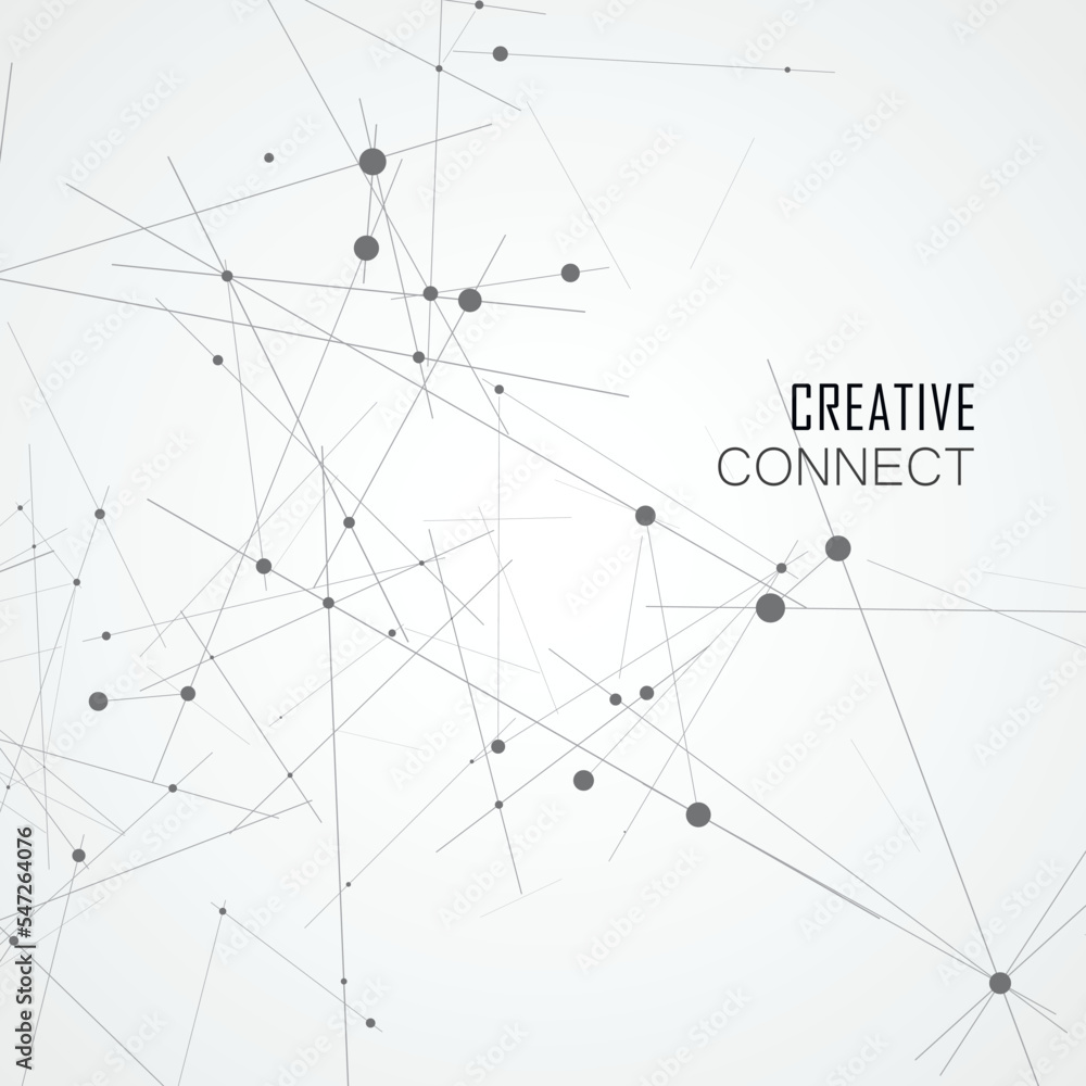 Poster Geometric connected line and dots. Simple technology graphic background. Vector polygonal concept design