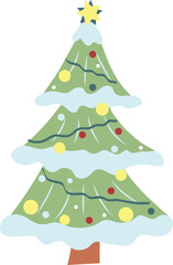 Christmas tree isolated on white background, festive decor
