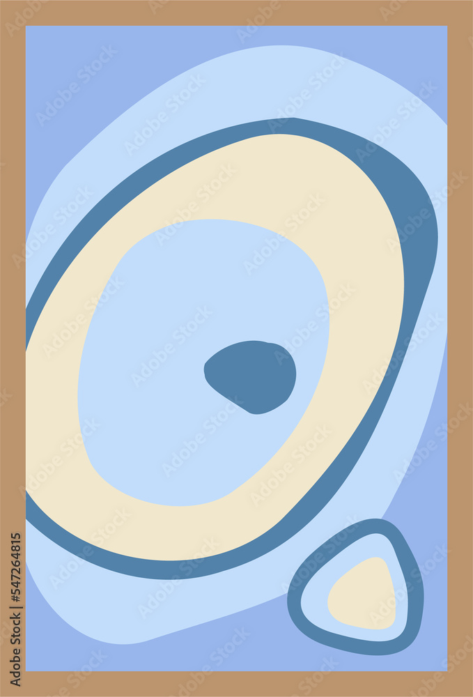 Poster abstract artwork in frame semi flat color raster object. full sized item on white. decorating apartm
