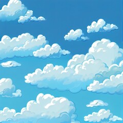 Group of clouds on blue sky, background of cartoon view, 2d illustrated