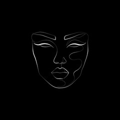 Female Face Print, Abstract Female Face Print, Printable One Line Drawing, Feminine Continuous Lines, Minimalist Artwork, Face Line Art, Modern Wall Art, Decor, White line	