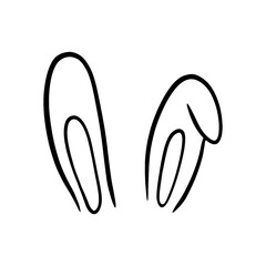 Bunny ears drawn in doodle style. Symbol of the year 2023. Christmas ears