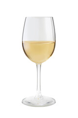 Wineglass with white wine isolated on a transparent background