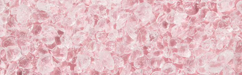 Close up crushed ice in sunlight. Summer pattern background refreshment concept